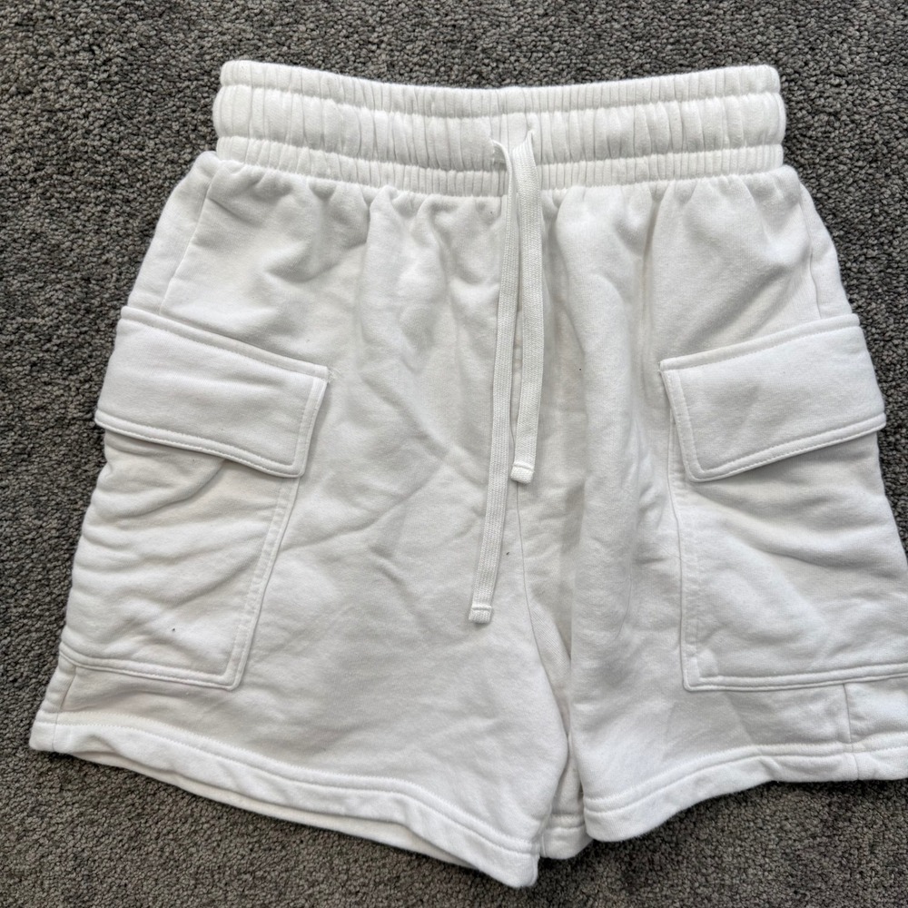 Wild Fable Womens XS White Cargo Sweat Shorts Elastic Waist High Rise Lounge